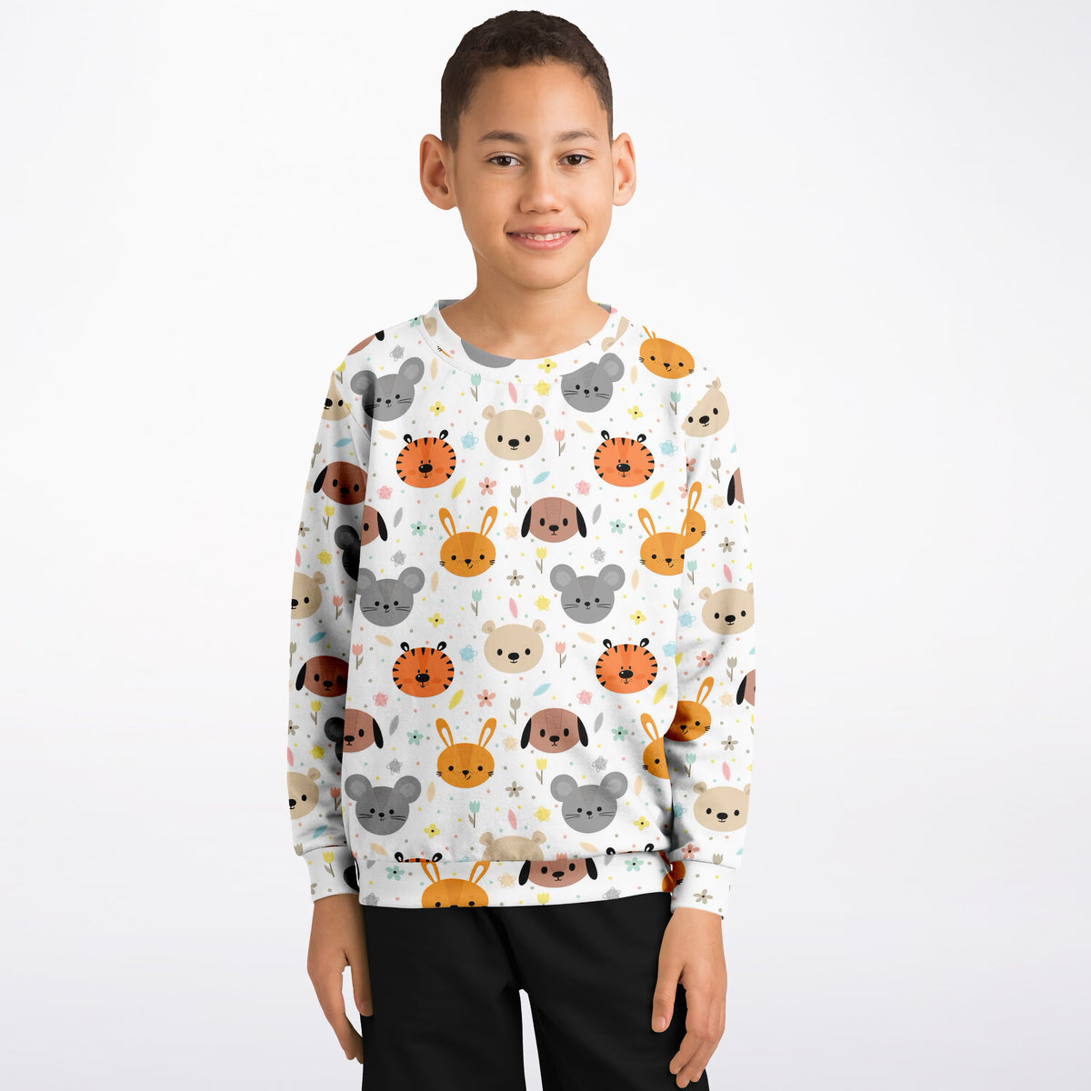 Kids Cute Animal Faces Sweatshirt – Ultra Soft & Stretchy, Cozy Fleece or Lightweight Sports Fabric Sweatshirt – Ultra Soft & Stretchy, Cozy Fleece or Lightweight Sports Fabric