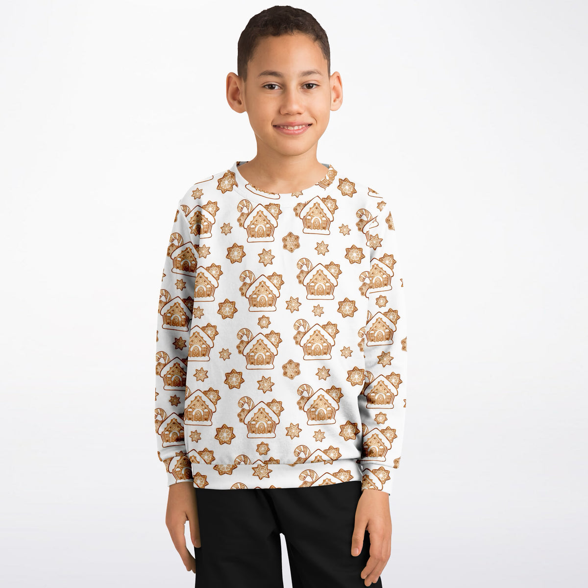 Kids Christmas Gingerbread House Sweatshirt – Ultra Soft & Stretchy, Cozy Fleece or Lightweight Sports Fabric Sweatshirt – Ultra Soft & Stretchy, Cozy Fleece or Lightweight Sports Fabric