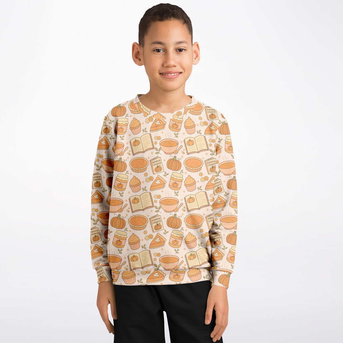Kids Pumpkin Pie Themed Sweatshirt – Ultra Soft & Stretchy, Cozy Fleece or Lightweight Sports Fabric Sweatshirt – Ultra Soft & Stretchy, Cozy Fleece or Lightweight Sports Fabric