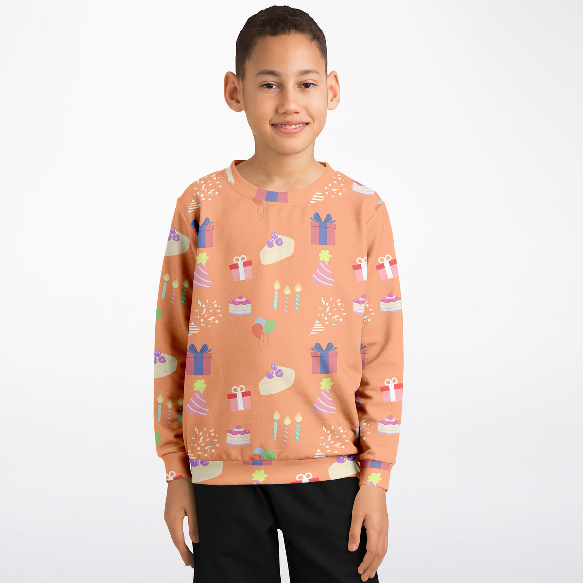 Kids Birthday Party Orange Sweatshirt – Ultra Soft & Stretchy, Cozy Fleece or Lightweight Sports Fabric Sweatshirt – Ultra Soft & Stretchy, Cozy Fleece or Lightweight Sports Fabric