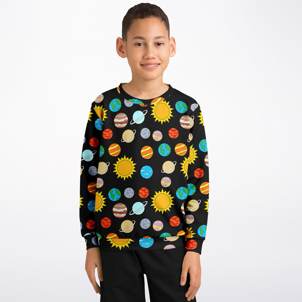 Kids Solar System Sweatshirt – Ultra Soft & Stretchy, Cozy Fleece or Lightweight Sports Fabric Sweatshirt – Ultra Soft & Stretchy, Cozy Fleece or Lightweight Sports Fabric