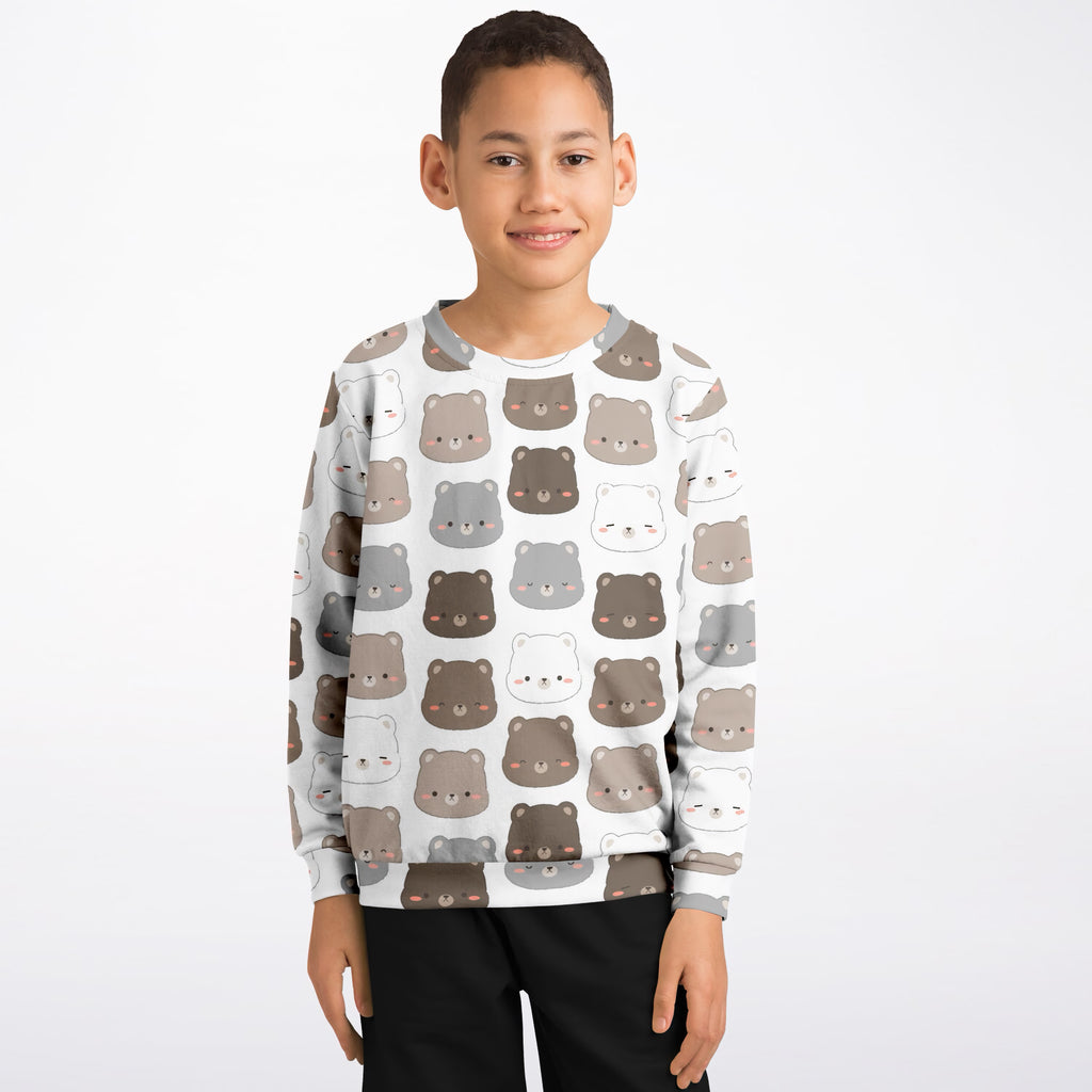 Kids Cute Bear Face Sweatshirt – Ultra Soft & Stretchy, Cozy Fleece or Lightweight Sports Fabric Sweatshirt – Ultra Soft & Stretchy, Cozy Fleece or Lightweight Sports Fabric