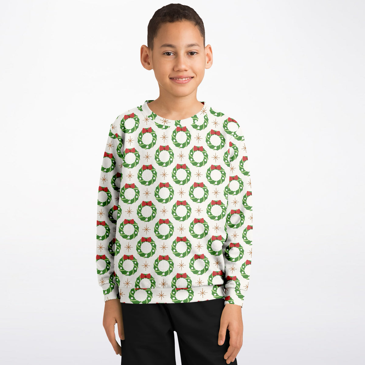 Kids Christmas Wreath Sweatshirt – Ultra Soft & Stretchy, Cozy Fleece or Lightweight Sports Fabric Sweatshirt – Ultra Soft & Stretchy, Cozy Fleece or Lightweight Sports Fabric
