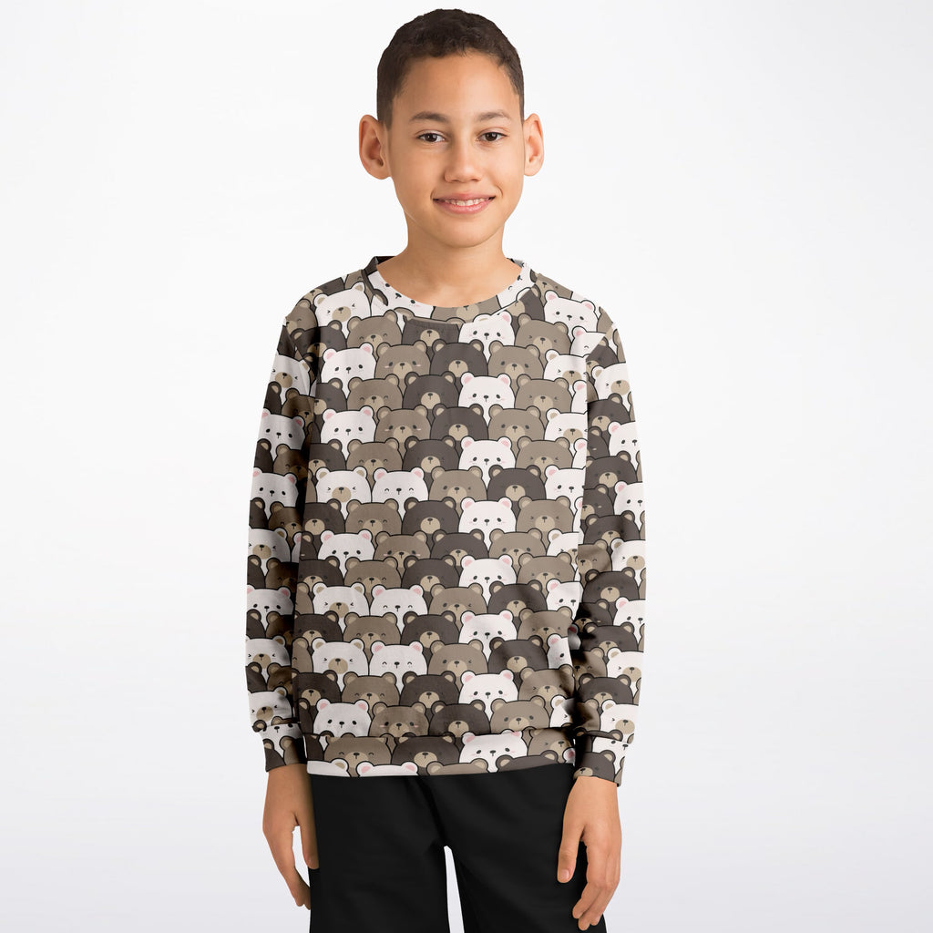 Kids Bear Face Sweatshirt – Ultra Soft & Stretchy, Cozy Fleece or Lightweight Sports Fabric Sweatshirt – Ultra Soft & Stretchy, Cozy Fleece or Lightweight Sports Fabric