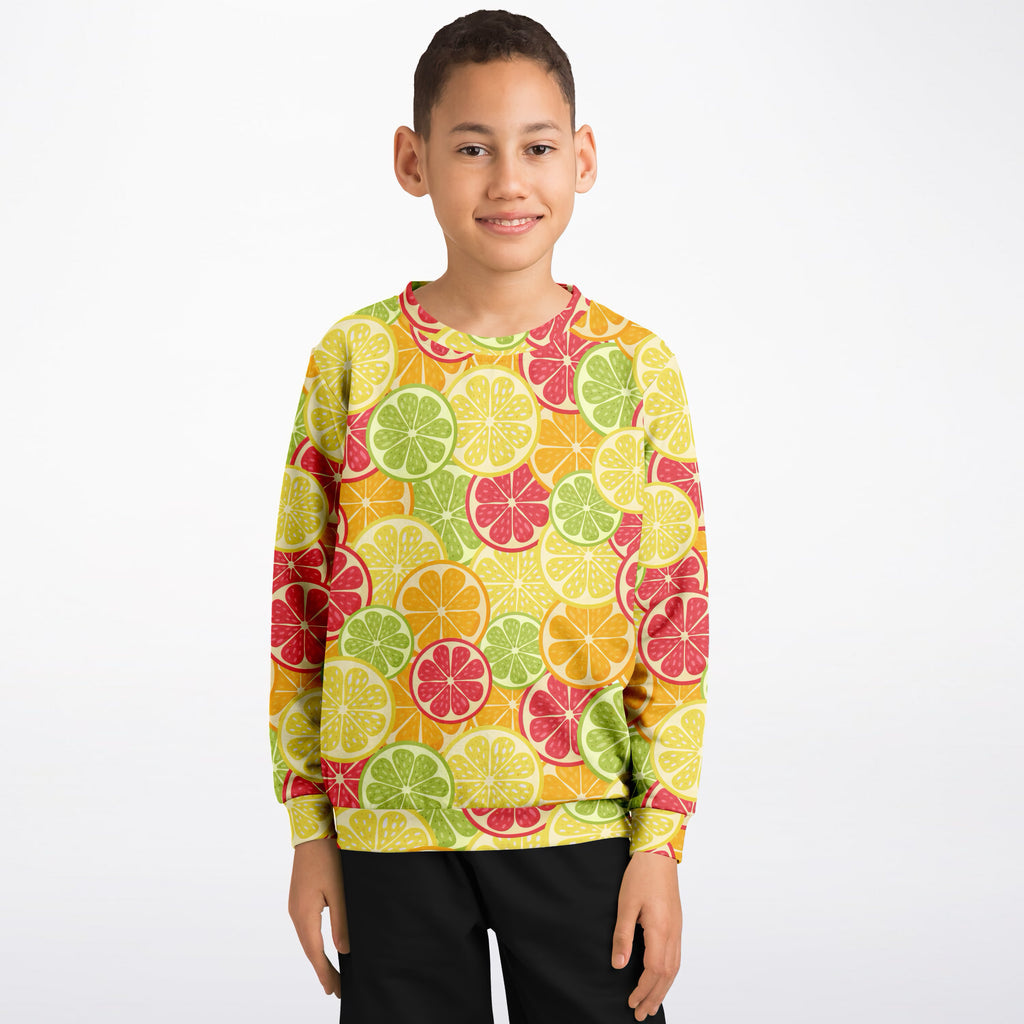 Kids Citrus Fruit Sweatshirt – Ultra Soft & Stretchy, Cozy Fleece or Lightweight Sports Fabric Sweatshirt – Ultra Soft & Stretchy, Cozy Fleece or Lightweight Sports Fabric