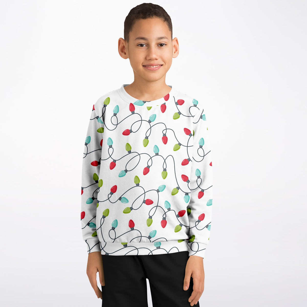 Kids Christmas Lights Sweatshirt – Ultra Soft & Stretchy, Cozy Fleece or Lightweight Sports Fabric Sweatshirt – Ultra Soft & Stretchy, Cozy Fleece or Lightweight Sports Fabric