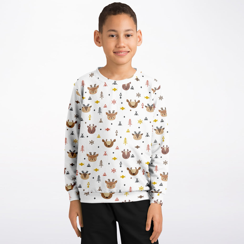 Kids Cute Woodland Reindeer Sweatshirt – Ultra Soft & Stretchy, Cozy Fleece or Lightweight Sports Fabric Sweatshirt – Ultra Soft & Stretchy, Cozy Fleece or Lightweight Sports Fabric