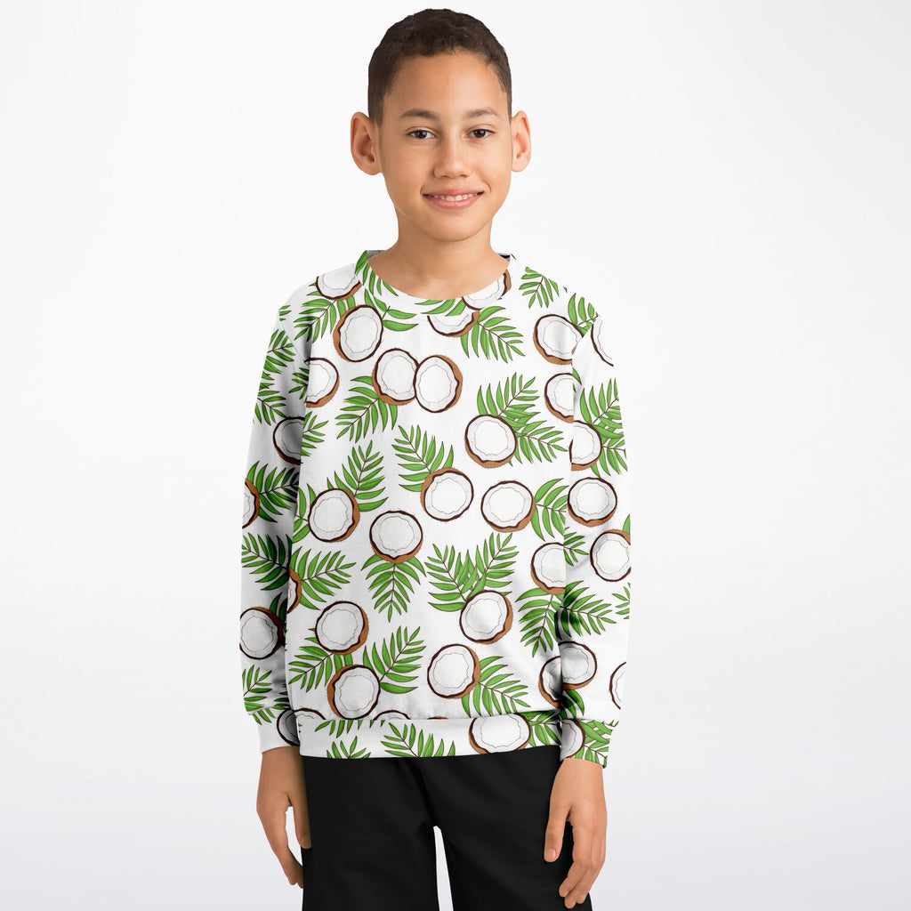 Kids Tropical Coconut Sweatshirt – Ultra Soft & Stretchy, Cozy Fleece or Lightweight Sports Fabric Sweatshirt – Ultra Soft & Stretchy, Cozy Fleece or Lightweight Sports Fabric