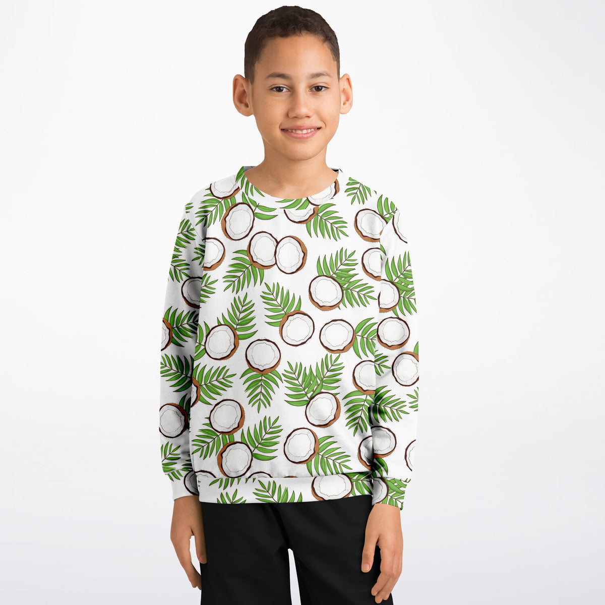 Kids Tropical Coconut Sweatshirt – Ultra Soft & Stretchy, Cozy Fleece or Lightweight Sports Fabric Sweatshirt – Ultra Soft & Stretchy, Cozy Fleece or Lightweight Sports Fabric