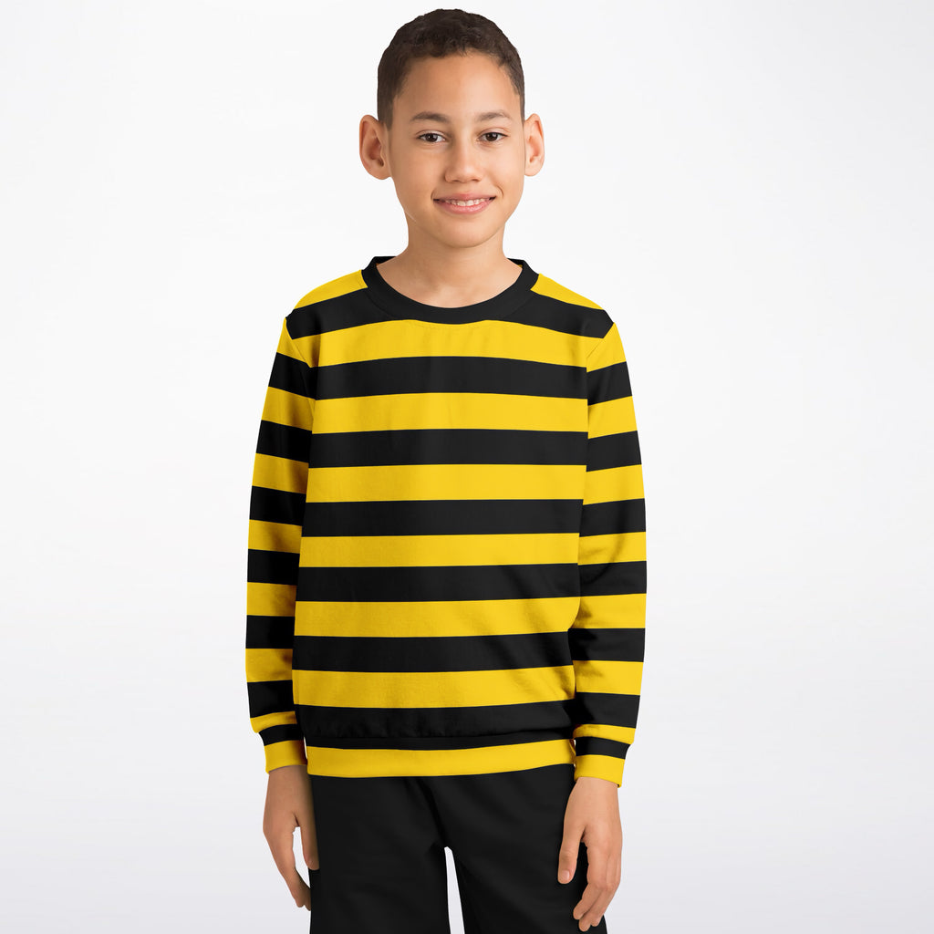 Kids Bee Stripe Sweatshirt – Ultra Soft & Stretchy, Cozy Fleece or Lightweight Sports Fabric Sweatshirt – Ultra Soft & Stretchy, Cozy Fleece or Lightweight Sports Fabric