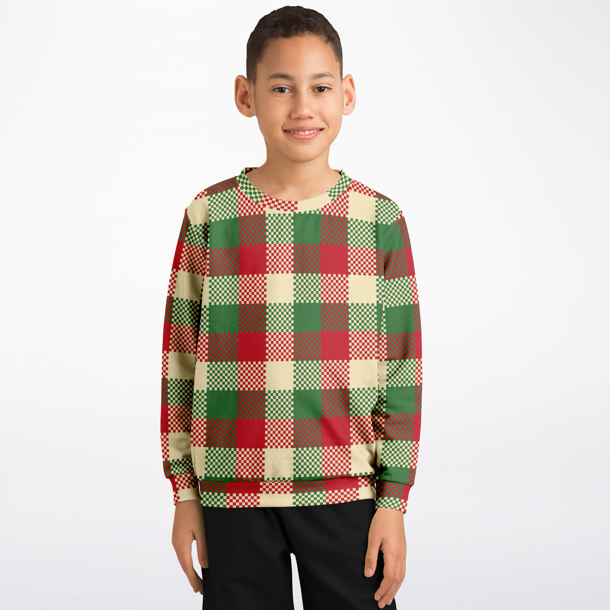 Kids Christmas Plaid Sweatshirt – Ultra Soft & Stretchy, Cozy Fleece or Lightweight Sports Fabric Sweatshirt – Ultra Soft & Stretchy, Cozy Fleece or Lightweight Sports Fabric