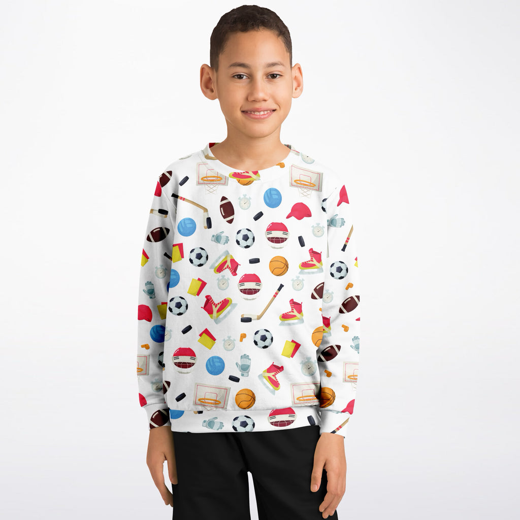 Kids Sports Themed Sweatshirt – Ultra Soft & Stretchy, Cozy Fleece or Lightweight Sports Fabric Sweatshirt – Ultra Soft & Stretchy, Cozy Fleece or Lightweight Sports Fabric