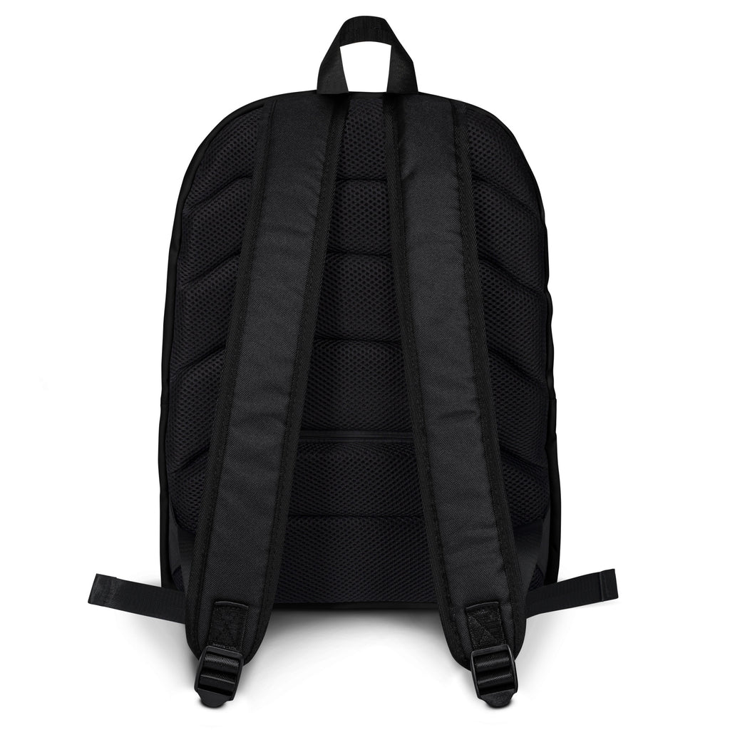 Kids black backpack back side showing mesh back panel and padded shoulder straps for comfortable wear