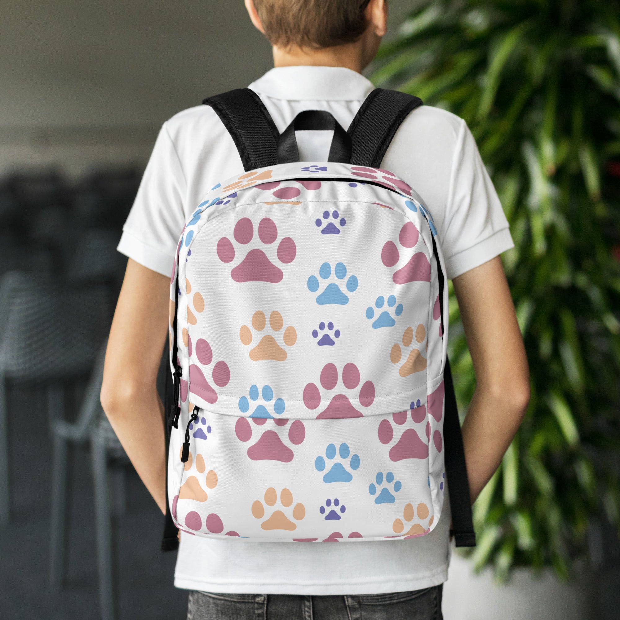Kids Colorful Paw Print Backpack
