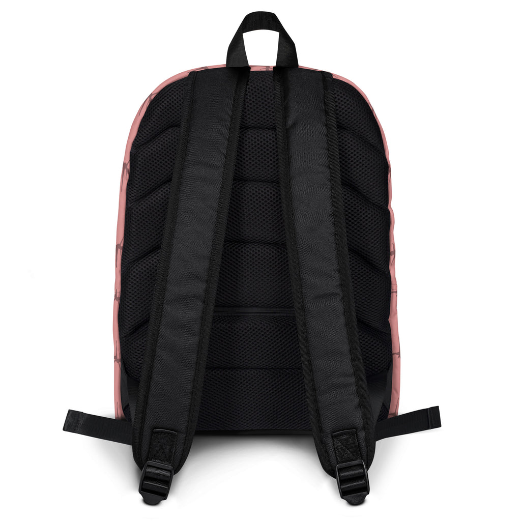 Back view of girls pink ballerina dancer backpack with black mesh back panel and adjustable shoulder straps