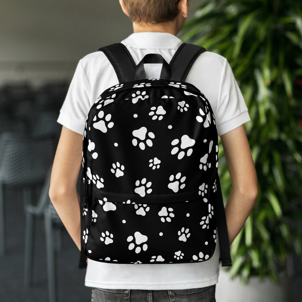 Kids Black Paw Print Backpack