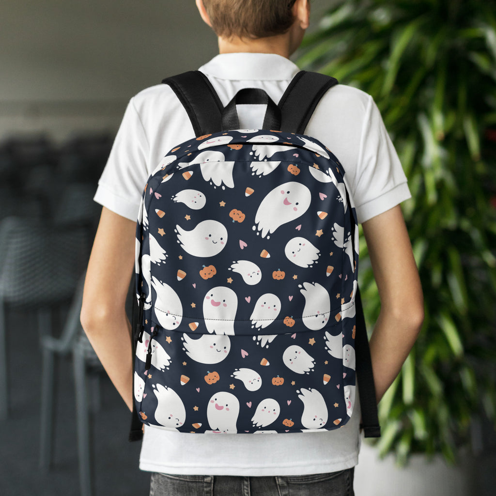 Kids Ghost Halloween Backpack - Water-Resistant School Bag With Adjustable Padded Straps & Breathable Mesh Back
