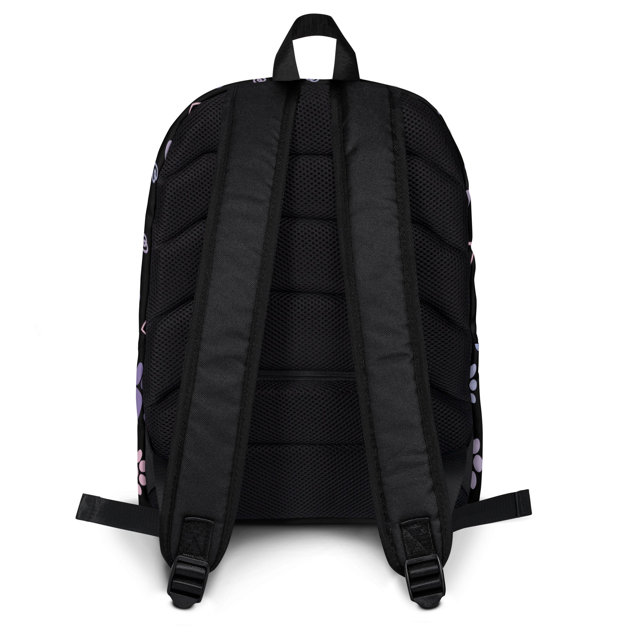 Girls Black Paw Print Backpack - Water-Resistant School Bag With Adjustable Padded Straps & Breathable Mesh Back