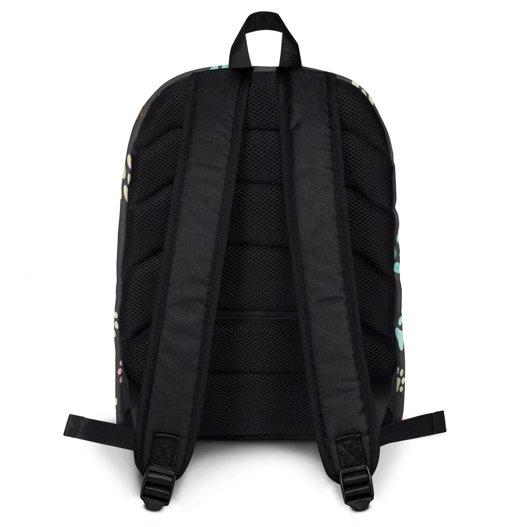 Kids Colorful Paw Print Backpack - Water-Resistant School Bag With Adjustable Padded Straps & Breathable Mesh Back
