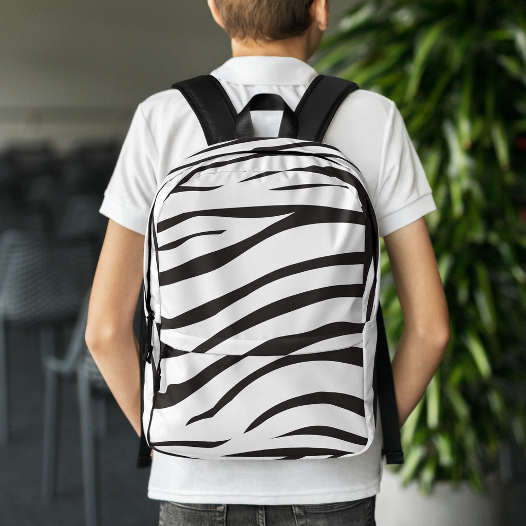 Kids Zebra Print Backpack - Water-Resistant School Bag With Adjustable Padded Straps & Breathable Mesh Back