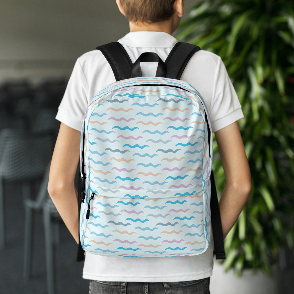 Kids Colorful Ocean Waves Backpack - Water-Resistant School Bag With Adjustable Padded Straps & Breathable Mesh Back