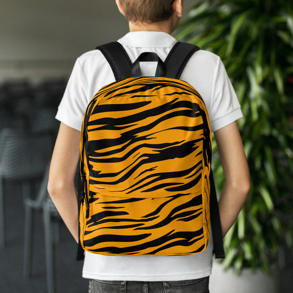 Kids Tiger Stripe Backpack - Water-Resistant School Bag With Adjustable Padded Straps & Breathable Mesh Back