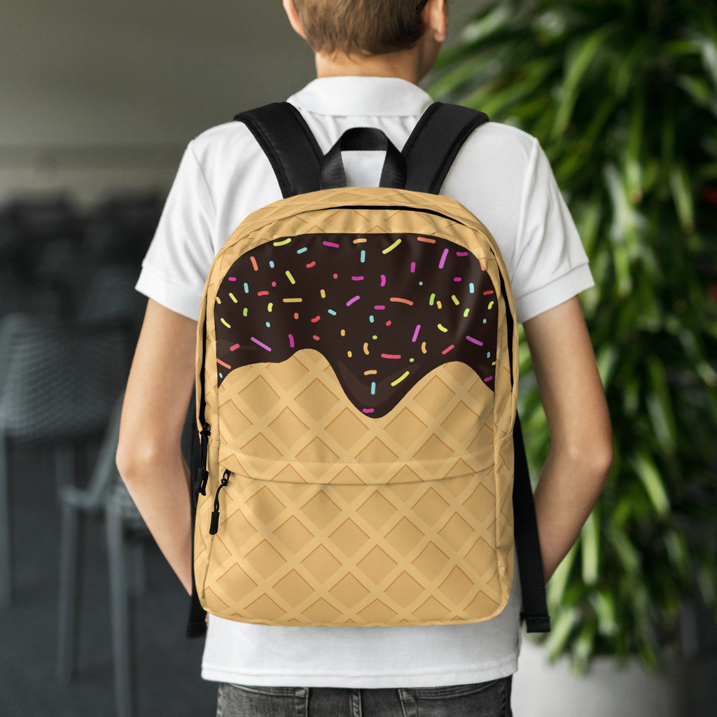 Kids Chocolate Ice Cream Cone Backpack - Water-Resistant School Bag With Adjustable Padded Straps & Breathable Mesh Back