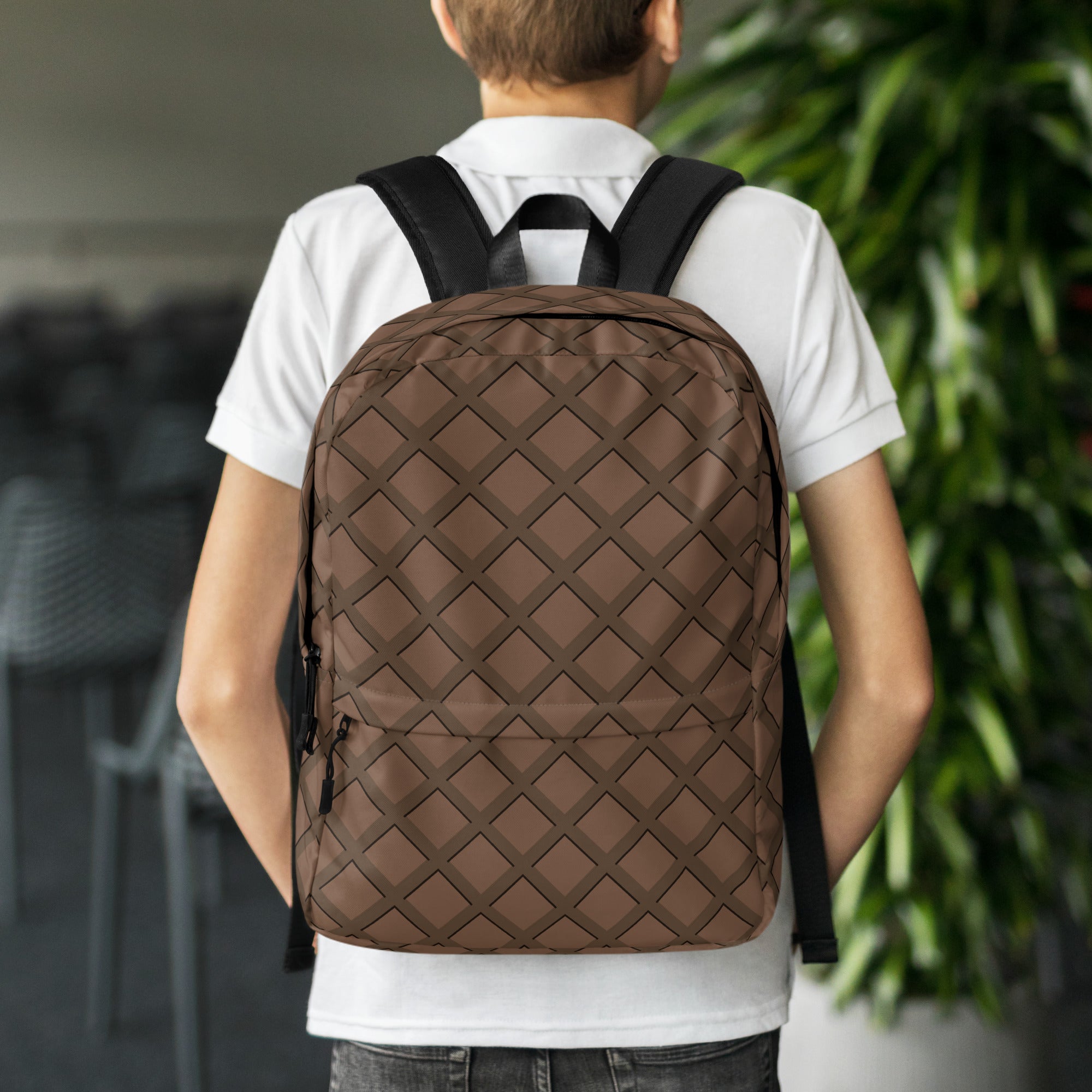 Kids Chocolate Waffle Cone Backpack - Water-Resistant School Bag With Adjustable Padded Straps & Breathable Mesh Back