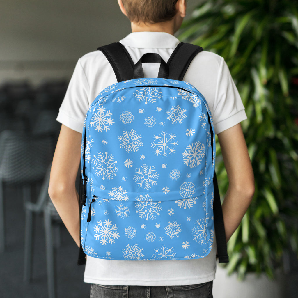 Kids Blue Snowflakes Backpack - Water-Resistant School Bag With Adjustable Padded Straps & Breathable Mesh Back