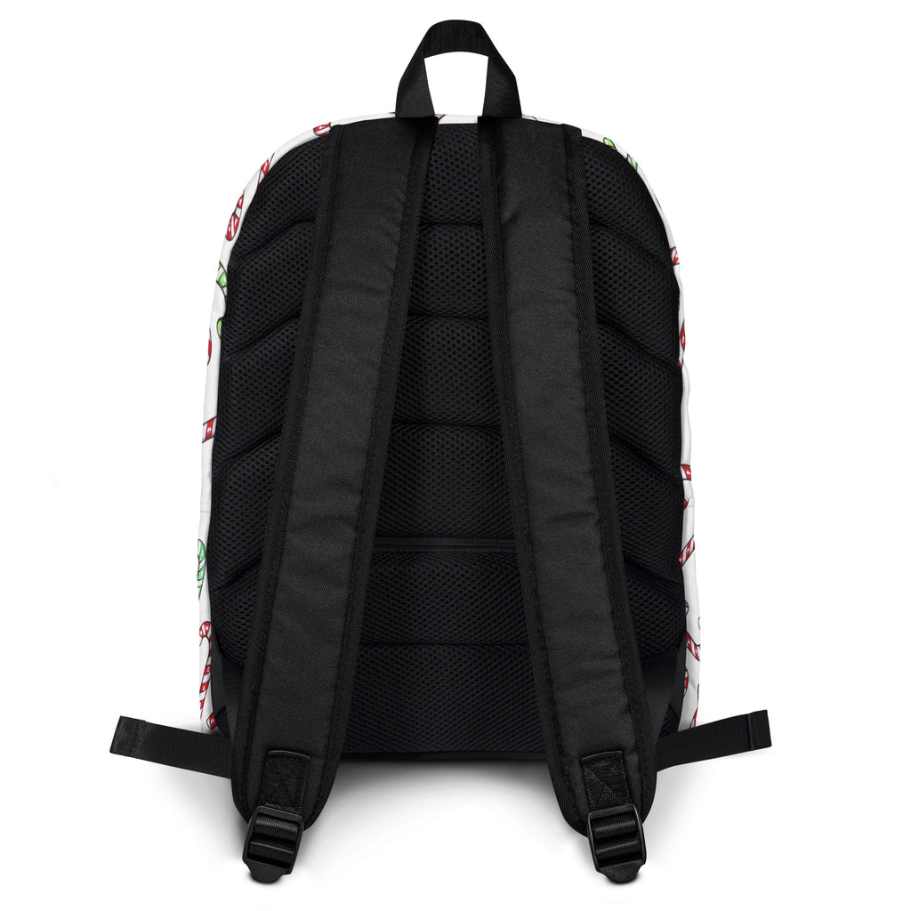 Kids Red & Green Candy Cane Christmas Backpack - Water-Resistant School Bag With Adjustable Padded Straps & Breathable Mesh Back
