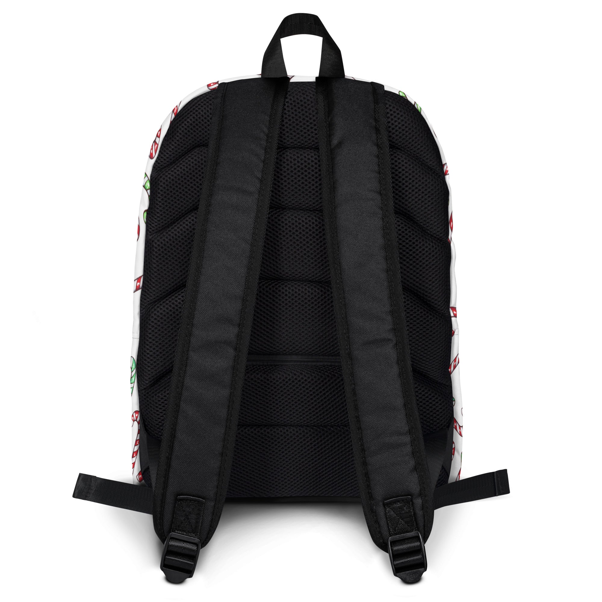 Kids Red & Green Candy Cane Christmas Backpack - Water-Resistant School Bag With Adjustable Padded Straps & Breathable Mesh Back