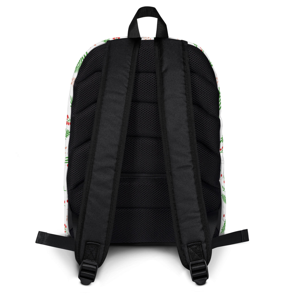 Kids Christmas Holly Leaves Backpack - Water-Resistant School Bag With Adjustable Padded Straps & Breathable Mesh Back