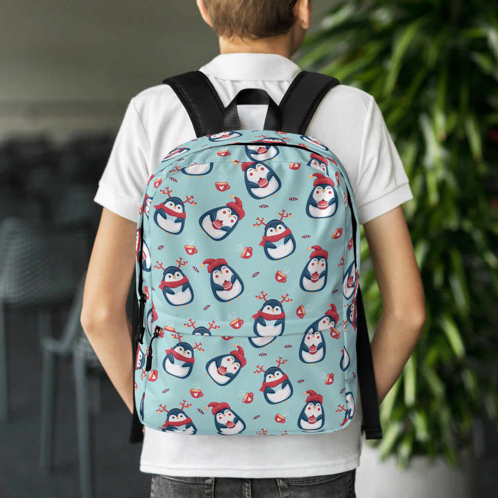 Kids Reindeer Penguin Christmas Backpack - Water-Resistant School Bag With Adjustable Padded Straps & Breathable Mesh Back