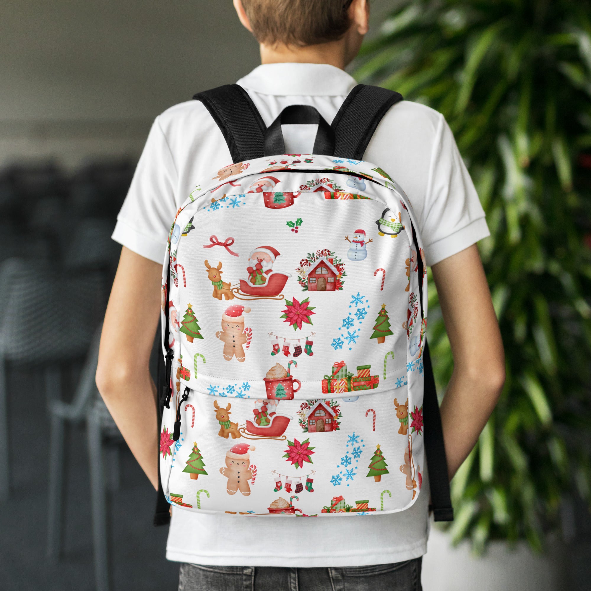 Kids Christmas Themed Backpack - Water-Resistant School Bag With Adjustable Padded Straps & Breathable Mesh Back