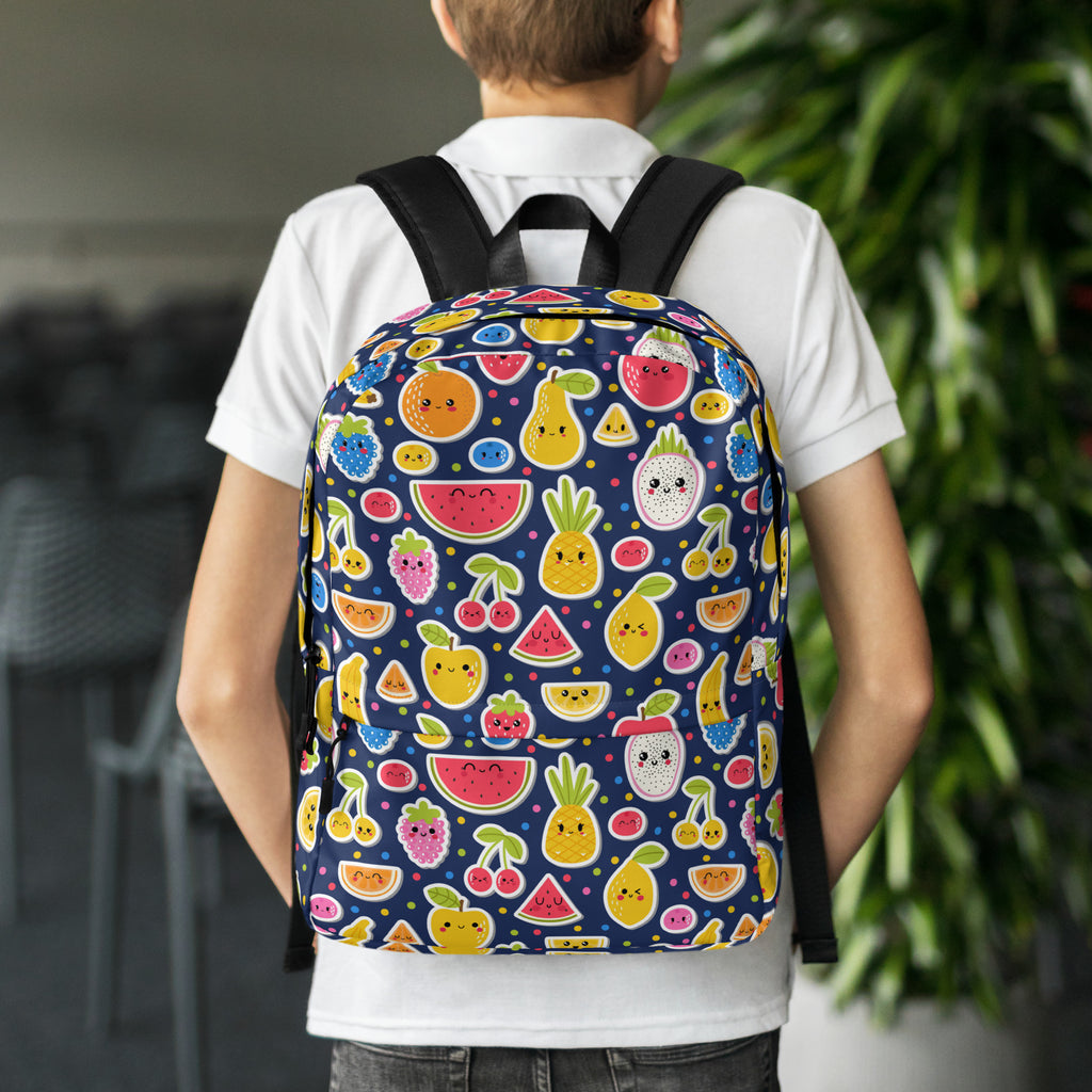 Kids Emoji Fruit Backpack - Water-Resistant School Bag With Adjustable Padded Straps & Breathable Mesh Back