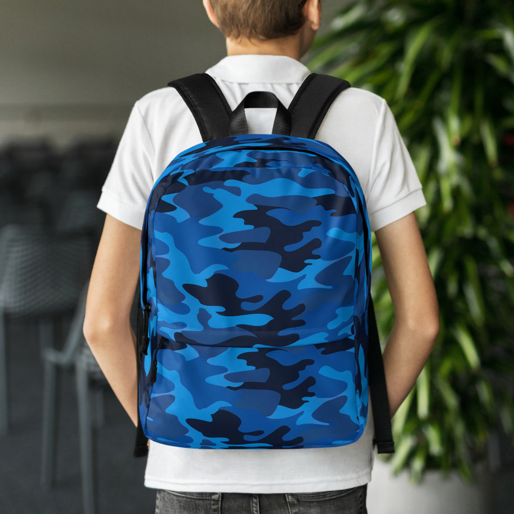 Kids Blue Camouflage Backpack - Water-Resistant School Bag With Adjustable Padded Straps & Breathable Mesh Back