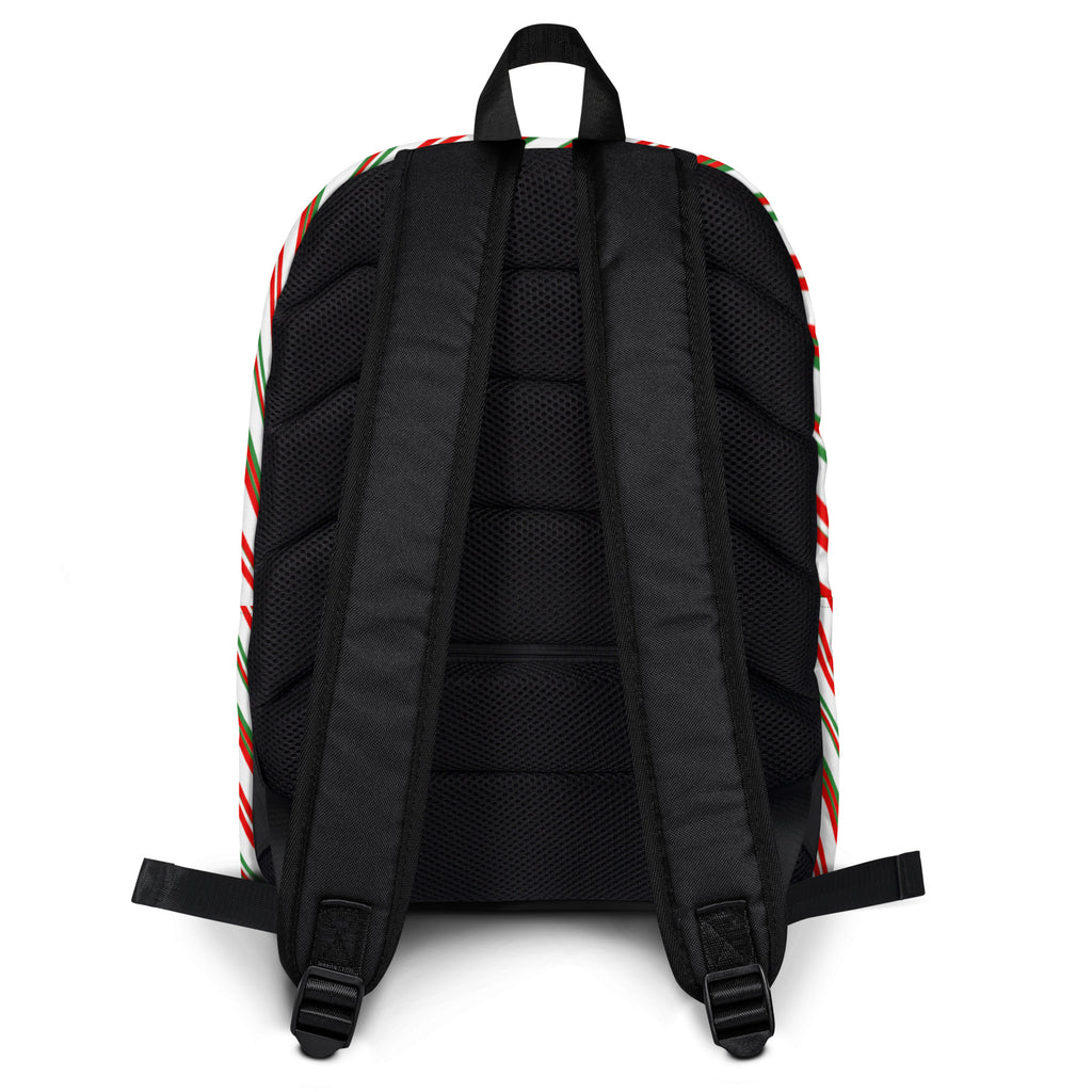 Kids Striped Peppermint Candy Cane Backpack - Water-Resistant School Bag With Adjustable Padded Straps & Breathable Mesh Back