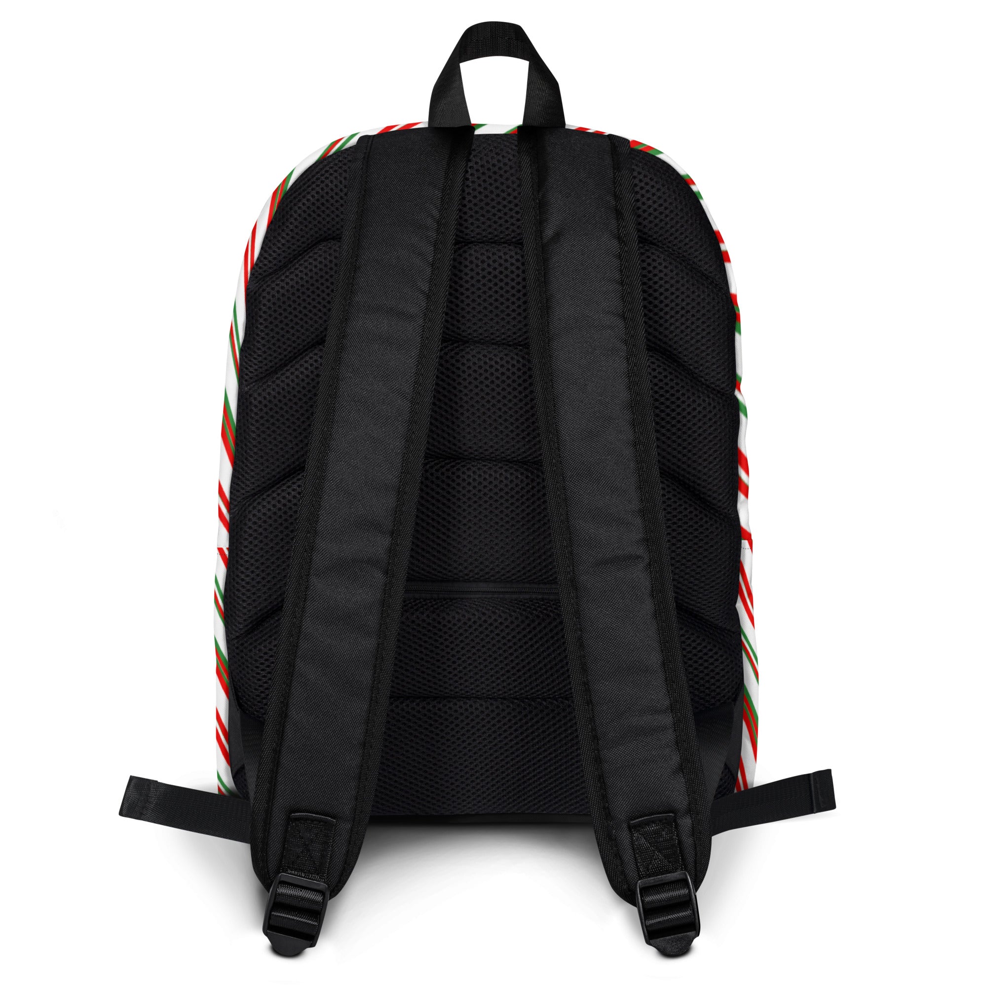 Kids Striped Peppermint Candy Cane Backpack - Water-Resistant School Bag With Adjustable Padded Straps & Breathable Mesh Back