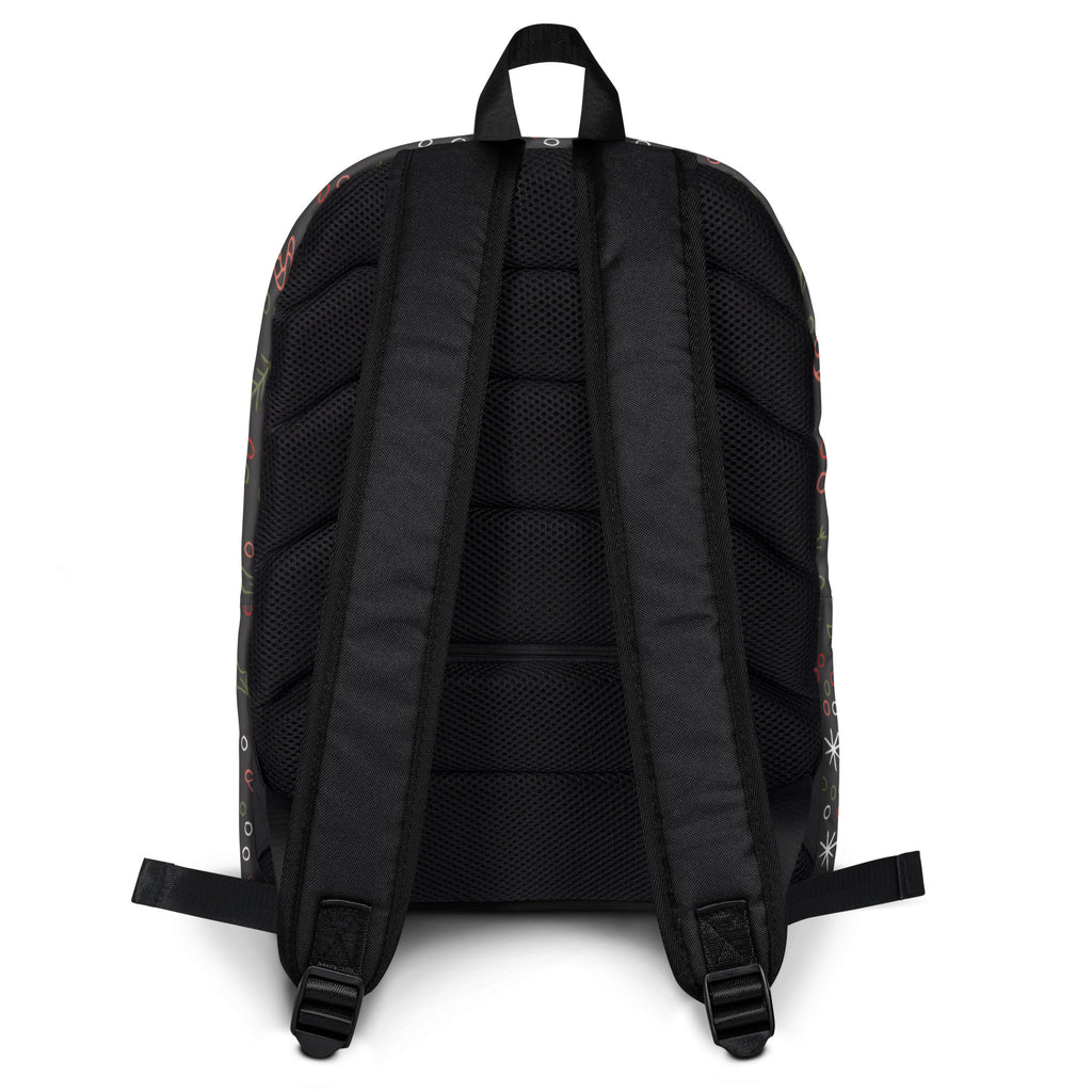 Kids Candy Cane Holly Christmas Backpack - Water-Resistant School Bag With Adjustable Padded Straps & Breathable Mesh Back