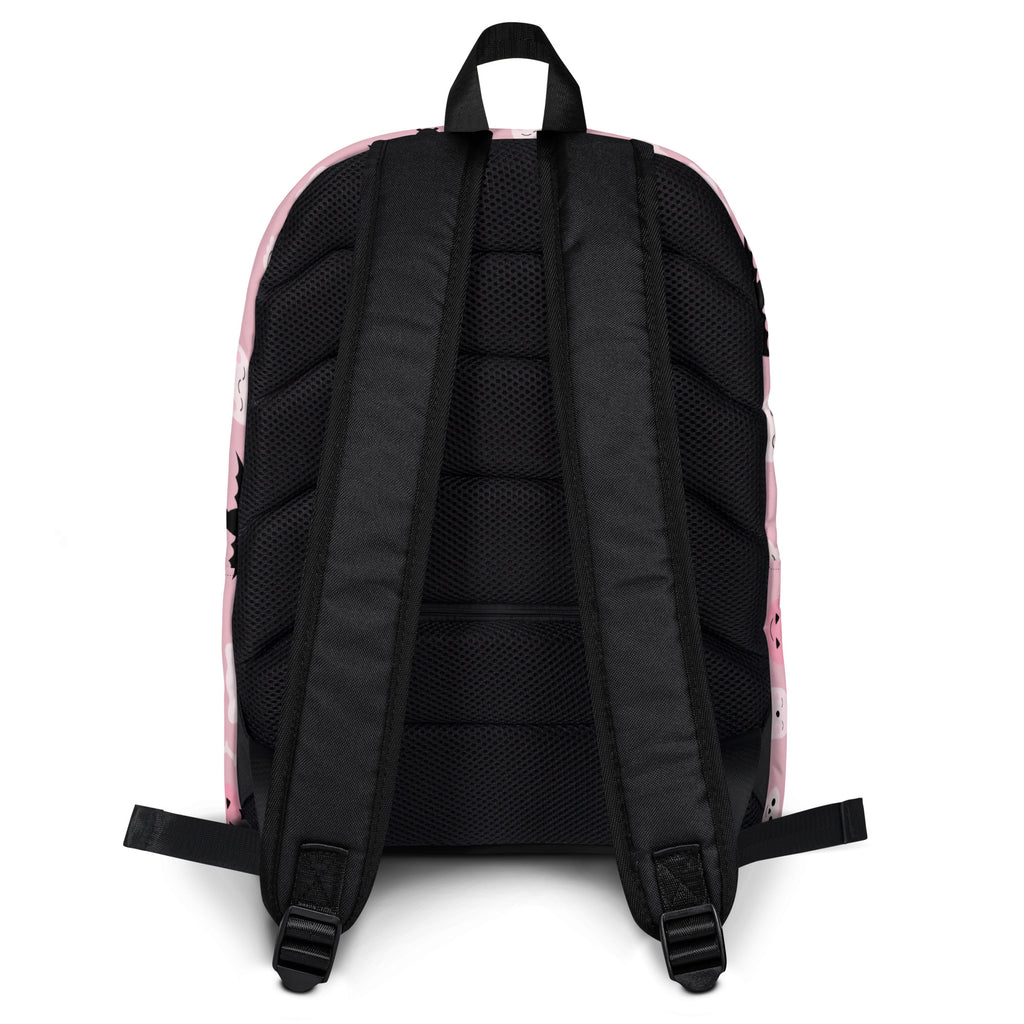 Girls Cute Ghost And Bats Pink Halloween Backpack - Water-Resistant School Bag With Adjustable Padded Straps & Breathable Mesh Back