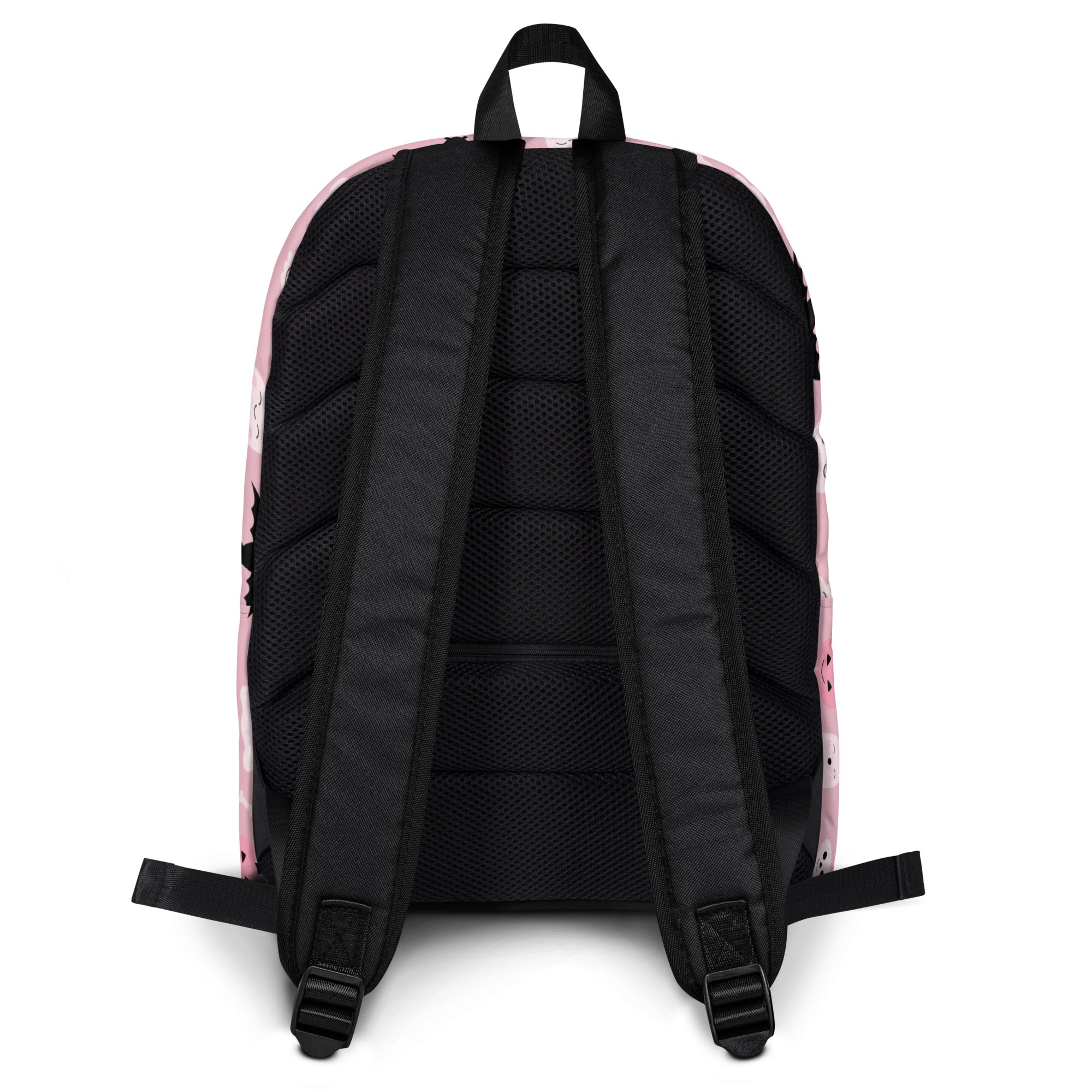 Girls Cute Ghost And Bats Pink Halloween Backpack - Water-Resistant School Bag With Adjustable Padded Straps & Breathable Mesh Back