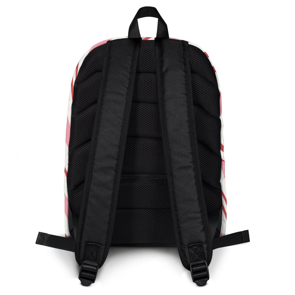 Girls Pink Candy Cane Stripes Christmas Backpack - Water-Resistant School Bag With Adjustable Padded Straps & Breathable Mesh Back