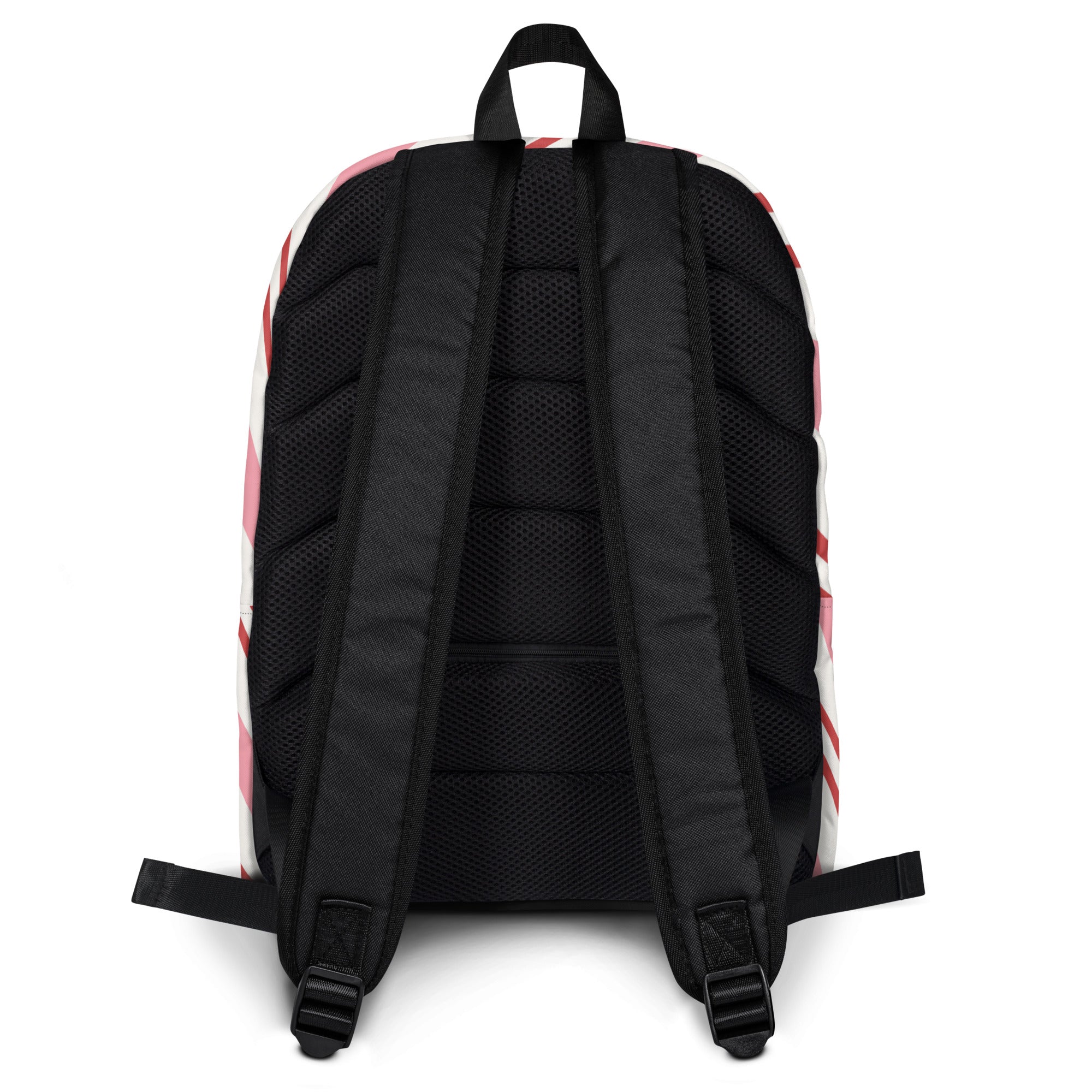 Girls Pink Candy Cane Stripes Christmas Backpack - Water-Resistant School Bag With Adjustable Padded Straps & Breathable Mesh Back