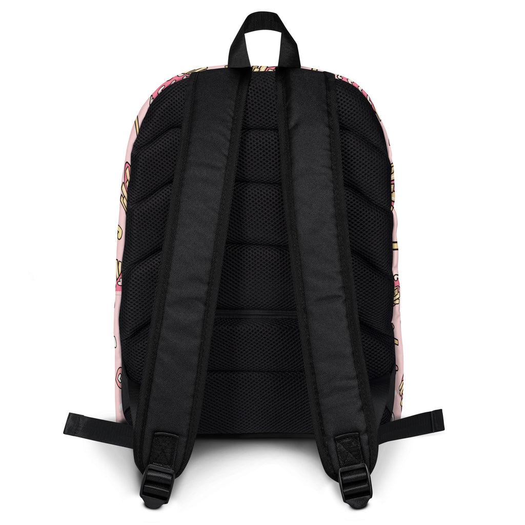 Girls Pink French Fries Backpack - Water-Resistant School Bag With Adjustable Padded Straps & Breathable Mesh Back