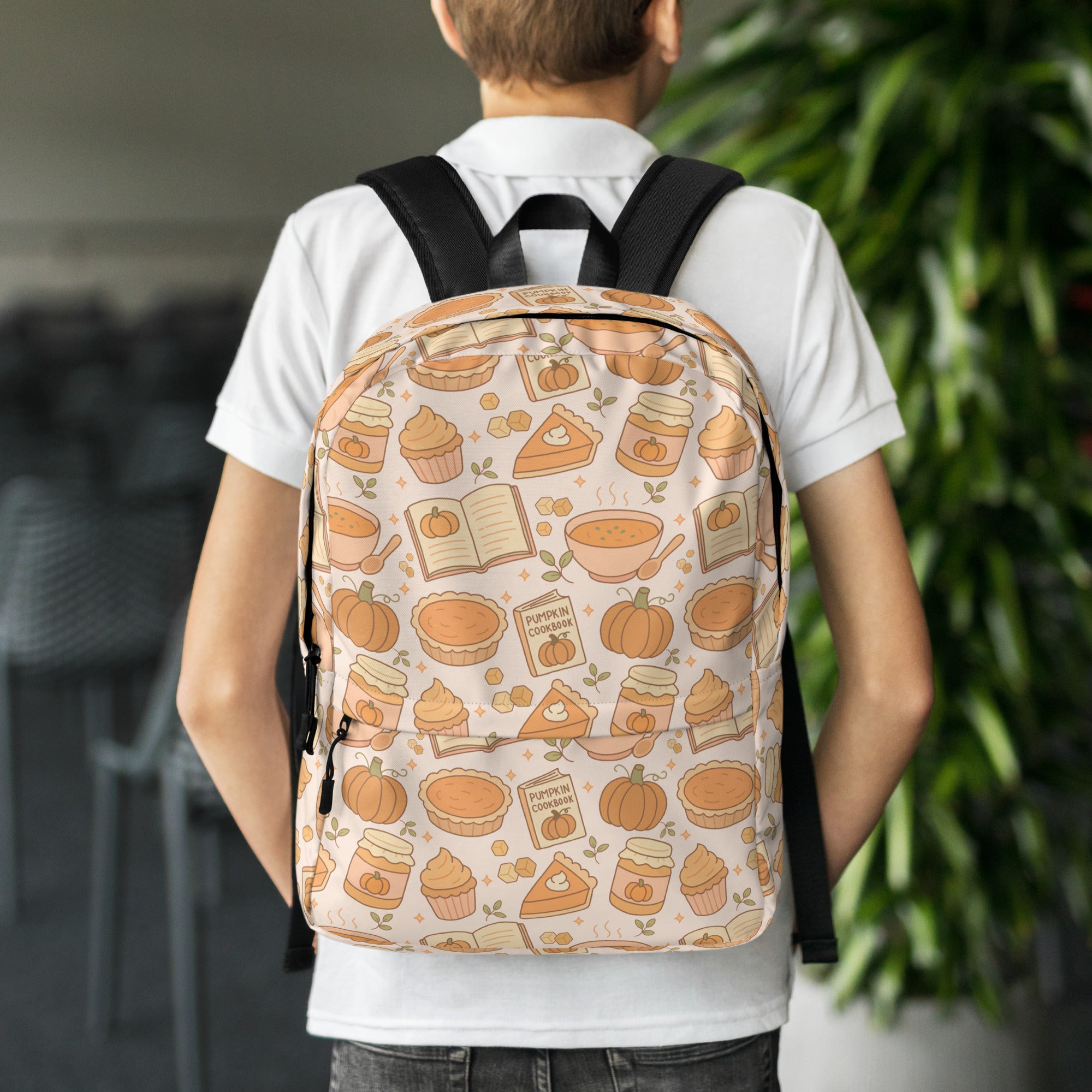 Kids Pumpkin Pie Themed Backpack - Water-Resistant School Bag With Adjustable Padded Straps & Breathable Mesh Back