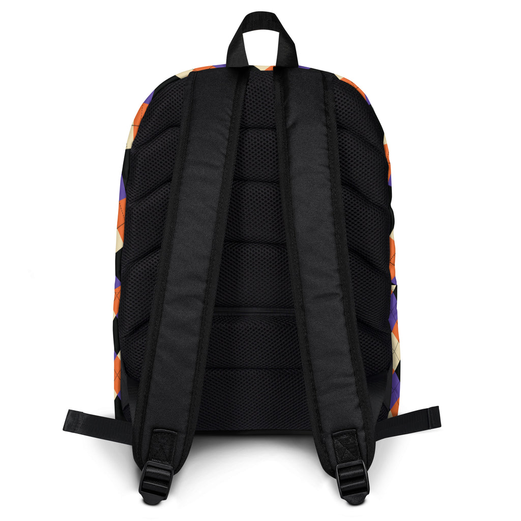 Kids Halloween Argyle Backpack - Water-Resistant School Bag With Adjustable Padded Straps & Breathable Mesh Back