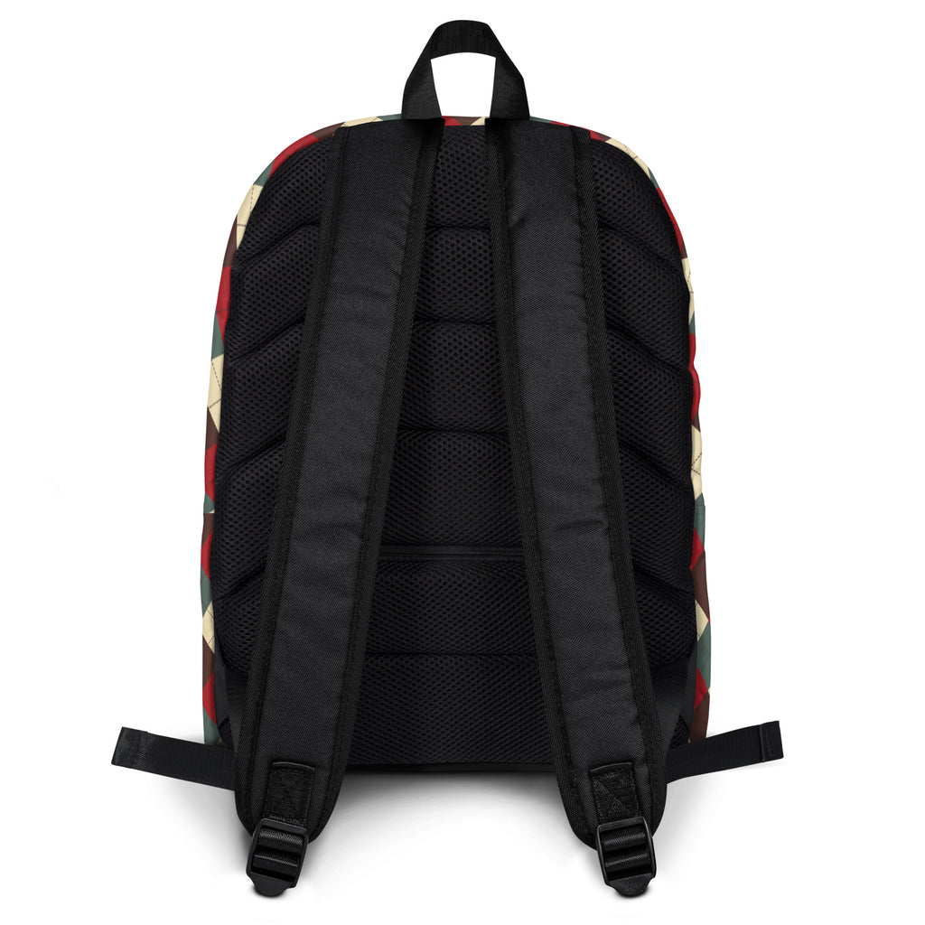 Kids Rustic Argyle Christmas Backpack - Water-Resistant School Bag With Adjustable Padded Straps & Breathable Mesh Back
