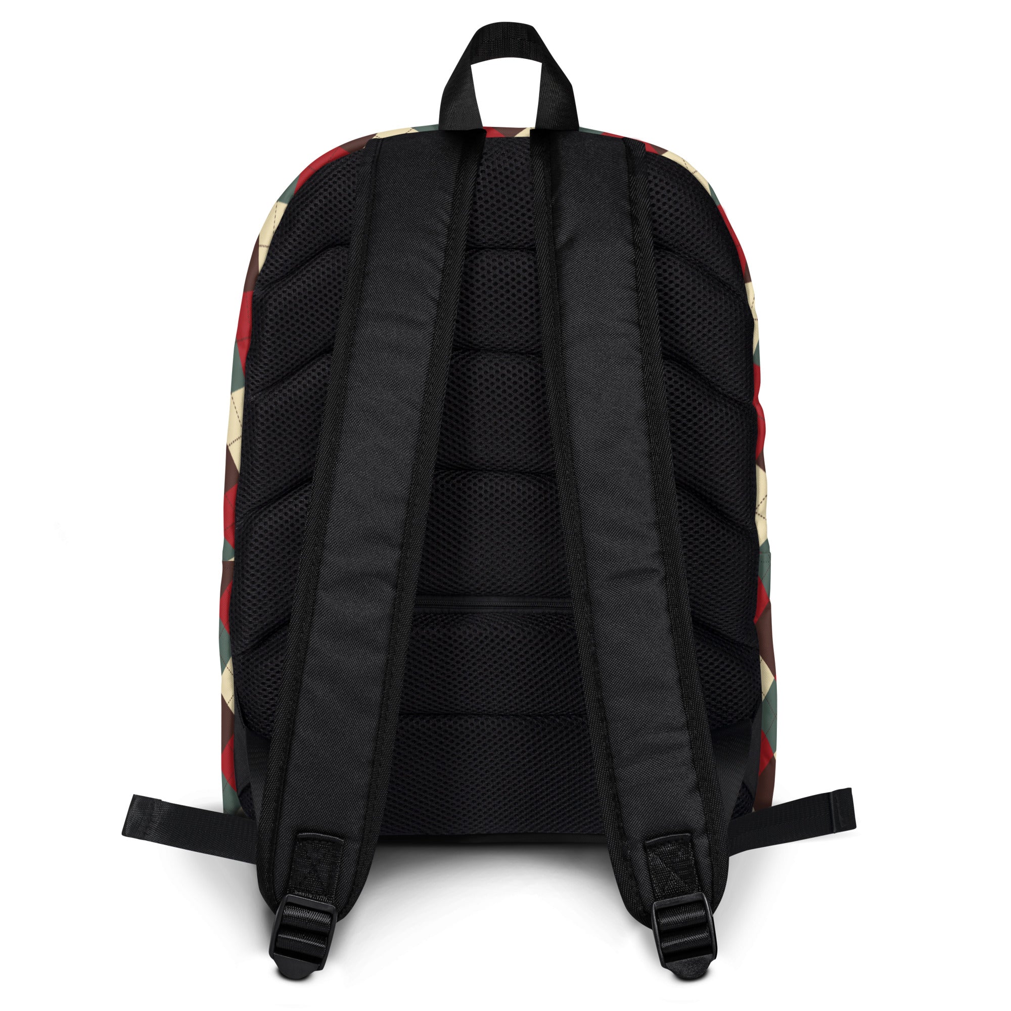 Kids Rustic Argyle Christmas Backpack - Water-Resistant School Bag With Adjustable Padded Straps & Breathable Mesh Back