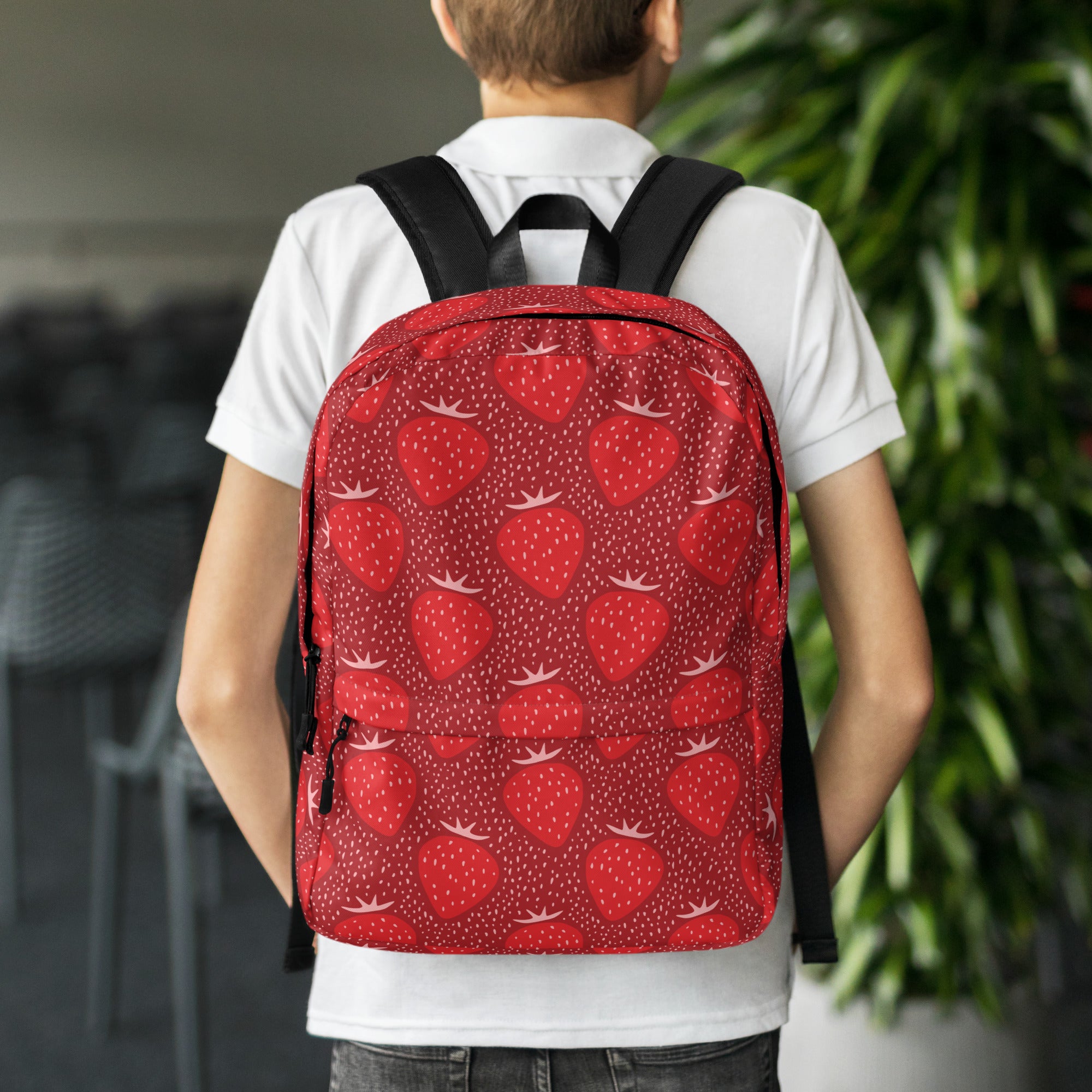 Kids Red Strawberry Backpack - Water-Resistant School Bag With Adjustable Padded Straps & Breathable Mesh Back