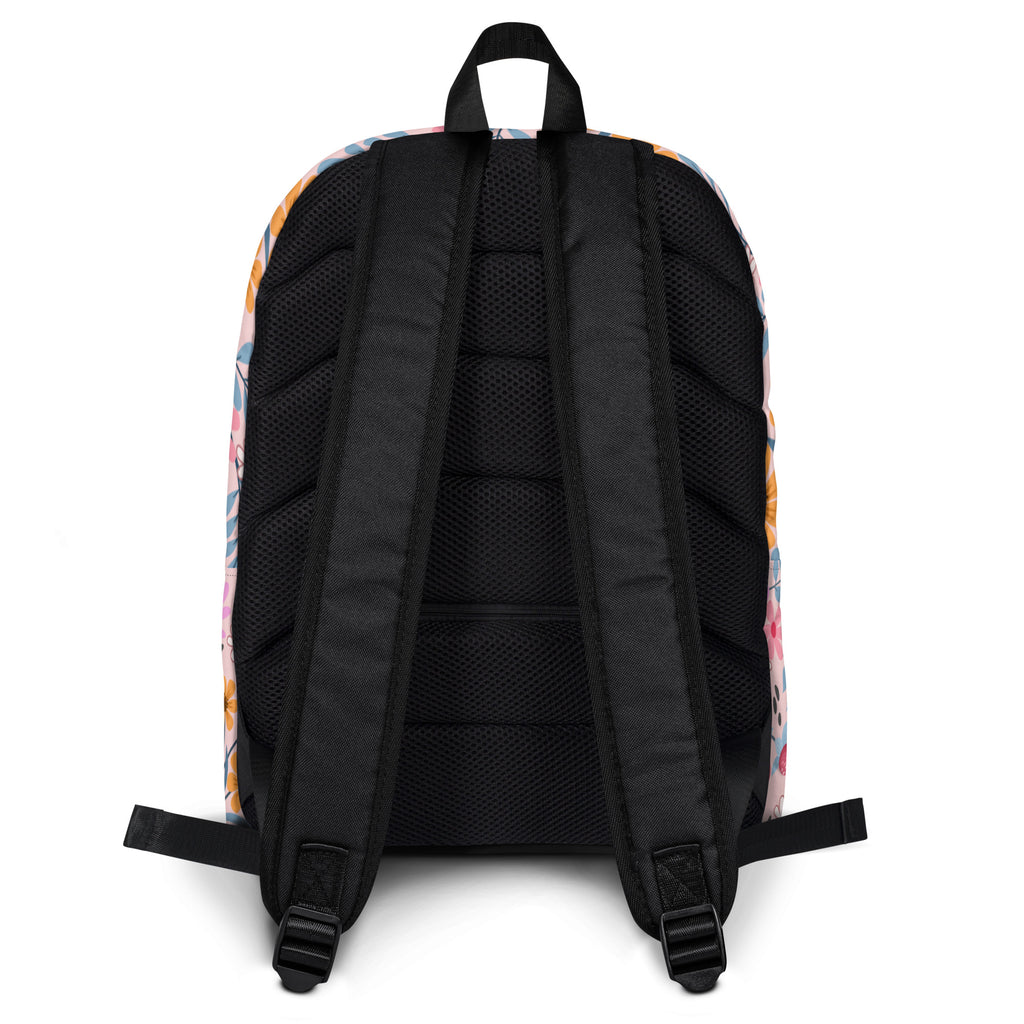 Girls Pink Floral Backpack - Water-Resistant School Bag With Adjustable Padded Straps & Breathable Mesh Back